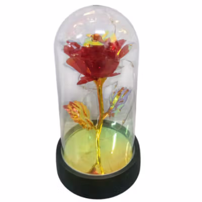 BOFEI Lampu Meja Hias LED Mawar Beauty and The Beast Warm White - BF01 - Red — gambar 2