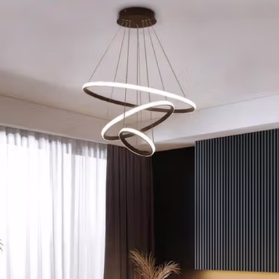 SINOMAN Lampu Gantung Hias Nordic 3 Ring Dimmable 3 Color 60W 220V - SN-60 - White/Black — gambar 2
