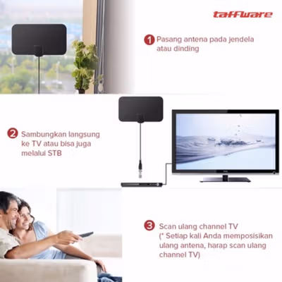 Taffware Antena TV Digital Indoor High Gain Antenna DVB-T2 25dB - TFL-D140 - Black — gambar 2