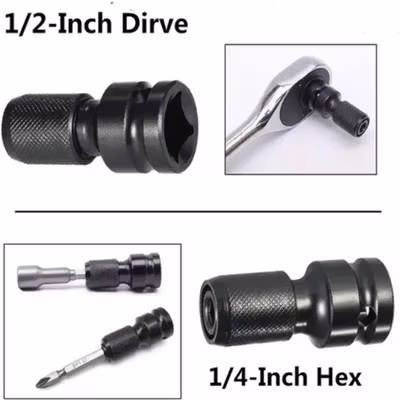 FTCL Adapter Impact Wrench Mix 1/2 Inch Square to 1/4 Inch Hex 2 PCS - FT1214 - Black — gambar 2
