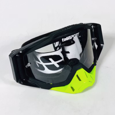 TaffSPORT Kacamata Helm Motor Goggles UV400 Protection Windproof Clear - UV400 - Black/Green — gambar 2