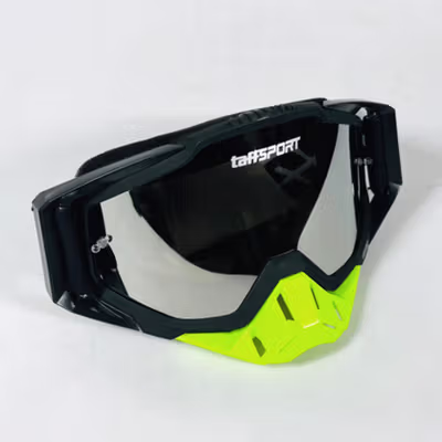TaffSPORT Kacamata Helm Motor Goggles UV400 Protection Windproof Reflective - UV400 - Black/Green — gambar 2