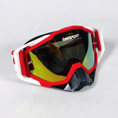 TaffSPORT Kacamata Helm Motor Goggles UV400 Protection Windproof Reflective - UV400 - White/Red — gambar 2