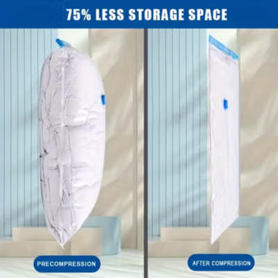 TaffPACK Kantong Plastik Vakum Pakaian Multifungsi Vacuum Bag 1 PCS 50x60cm - YK-1000 - Transparent — gambar 2