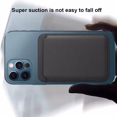 WEAMO Dompet Kartu Magnetic Card Holder MagSafe PU Leather for iPhone - WM-95 - Black — gambar 2