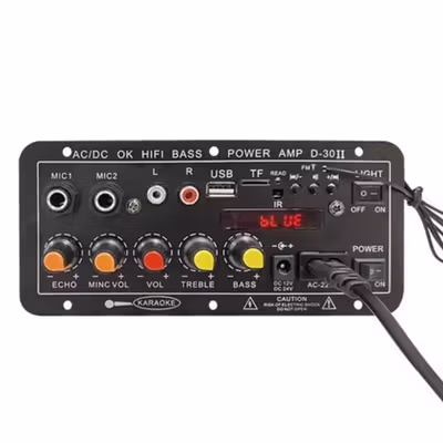 AQIYU Amplifier Board Audio Bluetooth USB FM Subwoofer DIY 30W - D30-II - Black — gambar 2