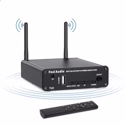 Fosi Audio WiFi & Bluetooth 5.0 Amplifier 2 CH with Remote - T10 - Black — gambar 2