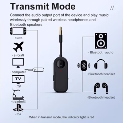 HIGI Bluetooth Adapter 2in1 Transmitter Receiver 5.3 AUX 3.5mm - M28 - Black — gambar 2