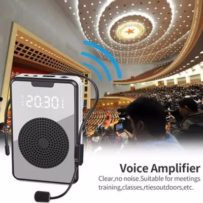Marway Speaker Pinggang Microphone Bluetooth LED Amplifier Wireless - H3 - Black — gambar 2