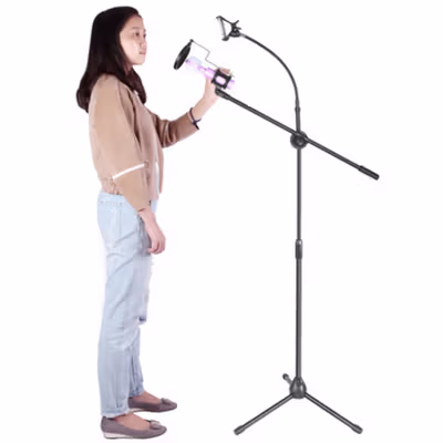 TaffSTUDIO Microphone and Smartphone Stand Holder 360 Degree - MS-70B - Black — gambar 2