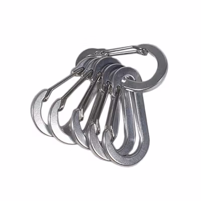 ACOMS Gantungan Carabiner Aluminium Alloy Snap Clip Lock 6 PCS - CC1 - Silver — gambar 2