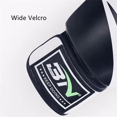 BN Fight Sarung Tangan Tinju Boxing Muay Thai Leather Glove Breathable 10oz - BNST-1601 - Black White — gambar 2