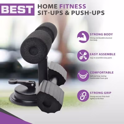 Flyfan Alat Bantu Sit Up Stand Fitness Adjustable Stainless Steel - FN-1003 - Black — gambar 2