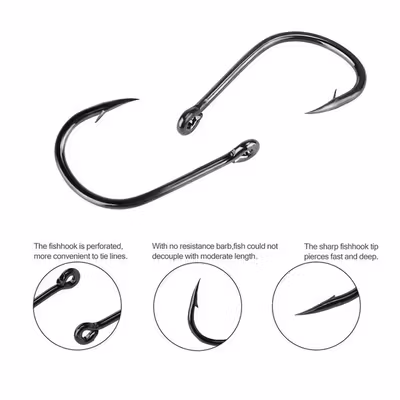 TaffSPORT Kail Pancing Ikan Barbed Fishing Hook Carbon Steel 100 PCS No 12 - IS300 - Black — gambar 2