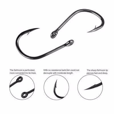 TaffSPORT Kail Pancing Ikan Barbed Fishing Hook Carbon Steel 100 PCS No 8 - IS300 - Black — gambar 2