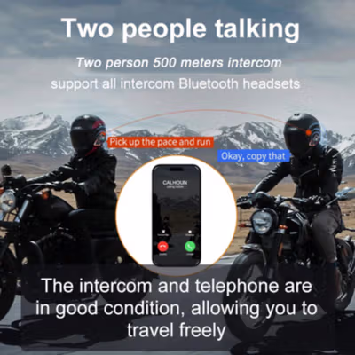 Kebidumei Intercom Helm Bluetooth Headset 2 Riders Music IP67 1000mAh - Y80 2X - Black — gambar 2