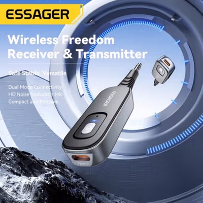 ESSAGER Bluetooth Adapter 2in1 Transmitter Receiver 5.1 AUX 3.5mm - ES-BT10 - Gray — gambar 2