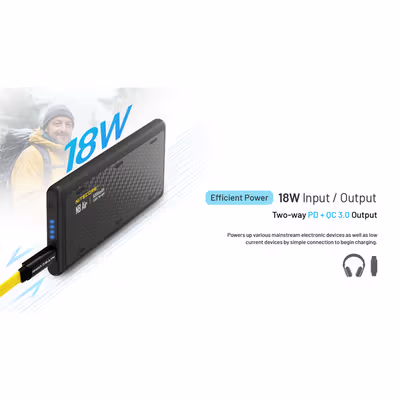 NITECORE Power Bank Ultra Thin PD QC 3.0 IPX7 Type C 5000mAh 18W - NB AIR - Black — gambar 2