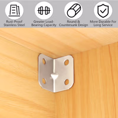 SINEKY Plat Siku L Besi Iron Corner Bracket 20 PCS - SK3412 - Silver — gambar 2