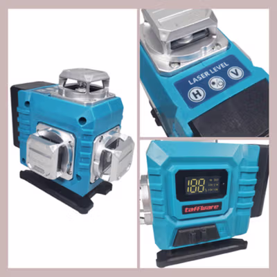 Taffware Laser Level Green Beam 4D 16 Line Alarm Remote Smart App - HG4D - Blue — gambar 2