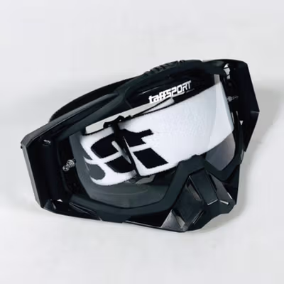 TaffSPORT Kacamata Helm Motor Goggles UV400 Protection Windproof Clear - UV400 - Black — gambar 2