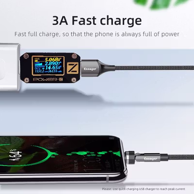 ESSAGER Kabel Data USB Type C Magnetic Rotatable 3A 1M - ES-X33 - Gray — gambar 2