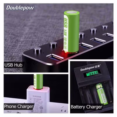 Doublepow Baterai Isi Ulang AA Li-Ion Button Top 1400mWh 1.5V 1 PCS - Green — gambar 2