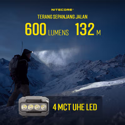 NITECORE Senter Kepala Headlamp LED MCT UHE 3in1 Color IP68 600 Lumens - HA23 UHE - Black — gambar 2