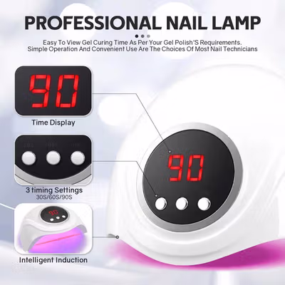 SUN Pengering Kutek UV Lamp Nail Dryer Sensor LCD Display 72W 24 LED - S4 - White — gambar 2