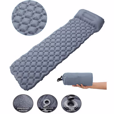 TaffSPORT Kasur Matras Angin Manual Sleeping Pad Ultralight Single - SB-16 - Gray — gambar 2