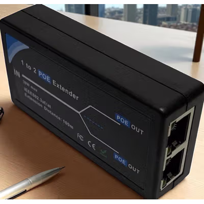 HKBTM POE Extender 2 Port Output LAN Cables 100Mbps 100M - HK453 - Black — gambar 2