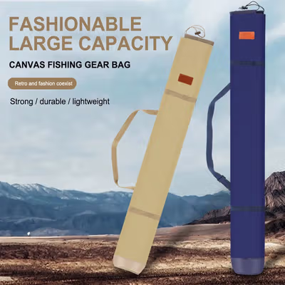 FISBAG Tas Pancing Joran Fishing Rod Bag Canvas Waterproof 1.3M - F-123 - Dark Blue — gambar 2