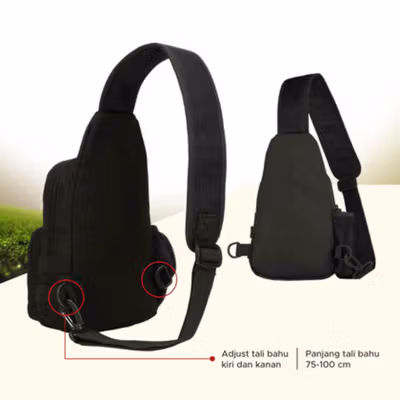 Tas Selempang Crossbody Bag Minimalis Tahan Air Desain Militer - 0702 - Black — gambar 3