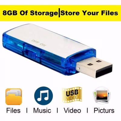 USB Flashdrive Sound Voice Recorder Flashdisk Perekam Suara 8GB - White/Blue — gambar 3