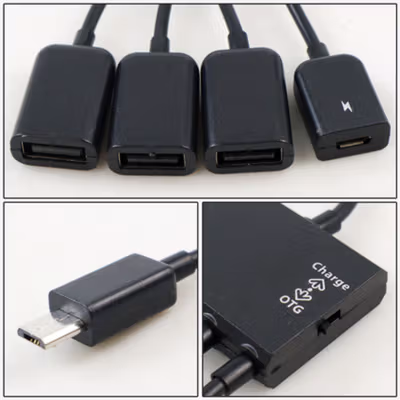 Multifunction Micro USB OTG Hub 4in1 Data Cable & Charge 3 Port - M3H4 - Black — gambar 3