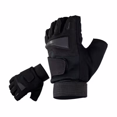 BATTLE WOLF Sarung Tangan Motor Tactical Half Finger L - PC016 - Black — gambar 3