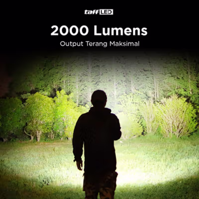 TaffLED Senter LED Flashlight Cree Q5 2000 Lumens Aluminium Steel - LFU01 - Black — gambar 3