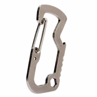 TaffSPORT Carabiner Stainless Steel with Bottle Opener - ED25 - Silver — gambar 3