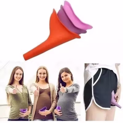 Urinator Silikon Wanita Emergency Portable Urinal - XBQ - Purple — gambar 3