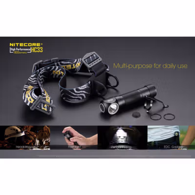 NITECORE Senter Kepala Headlamp LED IP68 1800 Lumens - HC33 - Black — gambar 3