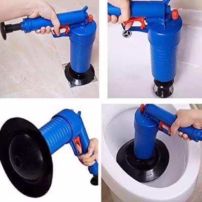 Auger Pompa Sedot Saluran WC Ledeng High Pressure Air Drain Plunger - JJ63010 - Blue — gambar 3