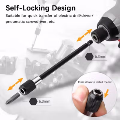Obeng Hexagon Extension Rod Self Locking Post 3 PCS - HT43401-3P - Black — gambar 3