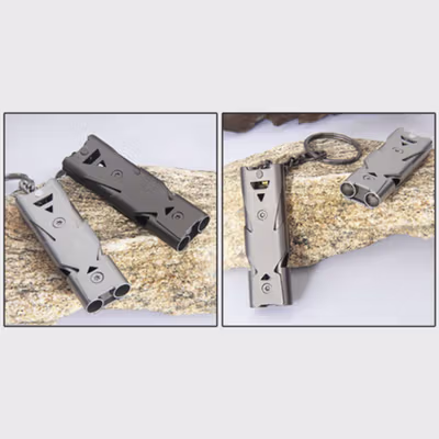 BAKMK Peluit Survival Double Pipe Stainless Steel - BLW24 - Gray — gambar 3