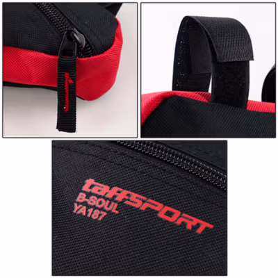 TaffSPORT Tas Sepeda Frame Segitiga Bike Bag Waterproof Nylon - YA187 - Black/Red — gambar 3