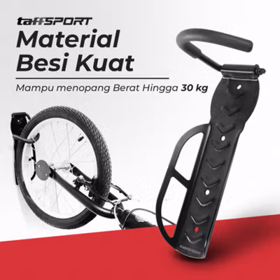 TaffSPORT Gantungan Dinding Sepeda Veritcal Hook Soft Foam Pads 30kg - BR500 - Black — gambar 3