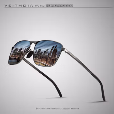 VEITHDIA Renekton Kacamata Vintage UV Polarized Sunglasses - 2462 - Black — gambar 3