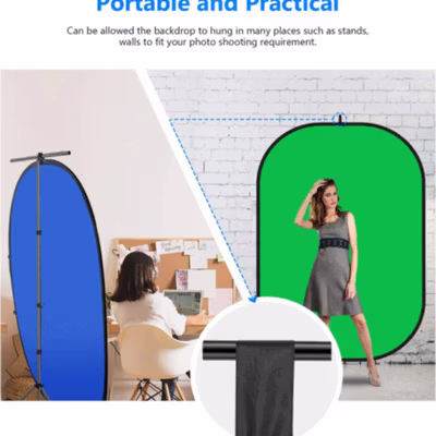 FORNORM Latar Foto 2in1 Photo Studio Backdrop 100x150cm - FR001 - Green/Blue — gambar 3