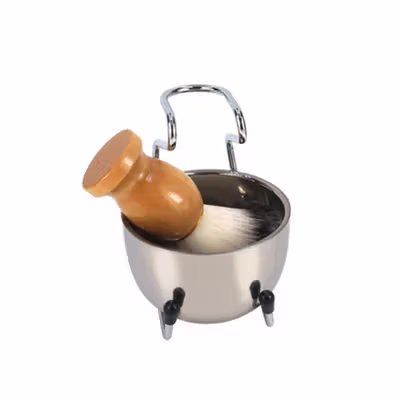 JDK Perlengkapan Barber Salon Pria Shaving Brush with Cream Bowl - DSS003 - Brown — gambar 3