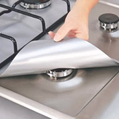 Alas Cover Kompor Reusable Stovetop Burner Protector 27x27cm 4 PCS - CM-KW0288 - Black — gambar 3
