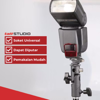 TaffSTUDIO Hot Shoe Swivel Lampu Flash Kamera for Tripod Light Stand - QM3625 - Black — gambar 3